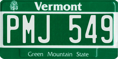 VT license plate PMJ549