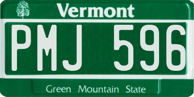 VT license plate PMJ596