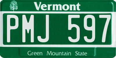 VT license plate PMJ597