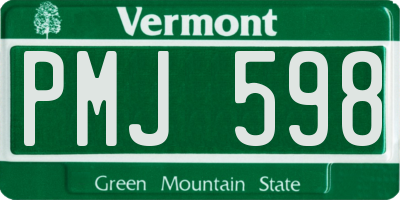 VT license plate PMJ598