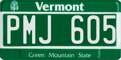 VT license plate PMJ605