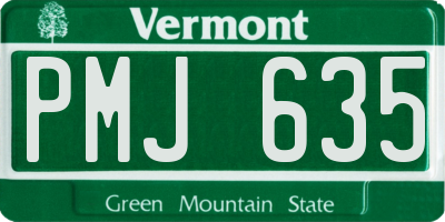 VT license plate PMJ635