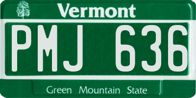 VT license plate PMJ636