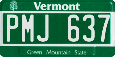 VT license plate PMJ637