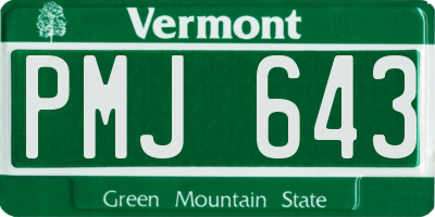 VT license plate PMJ643