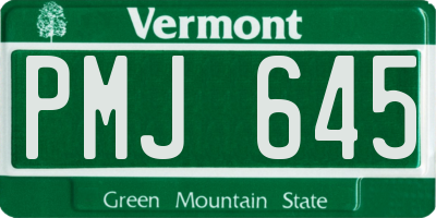 VT license plate PMJ645