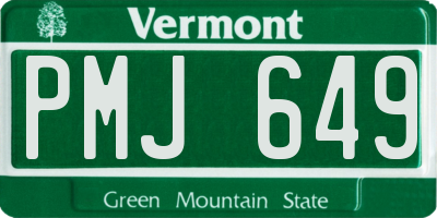 VT license plate PMJ649