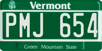 VT license plate PMJ654