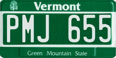 VT license plate PMJ655