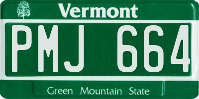VT license plate PMJ664