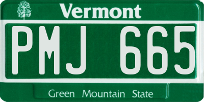 VT license plate PMJ665
