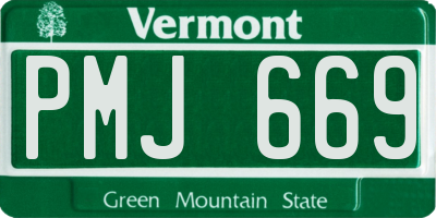 VT license plate PMJ669