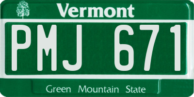 VT license plate PMJ671