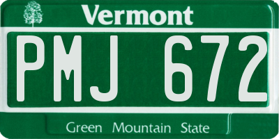 VT license plate PMJ672