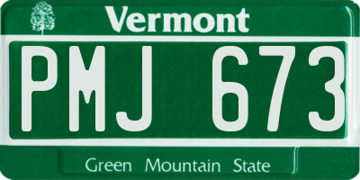VT license plate PMJ673