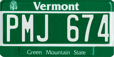 VT license plate PMJ674