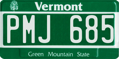 VT license plate PMJ685