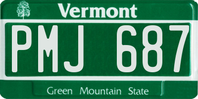 VT license plate PMJ687