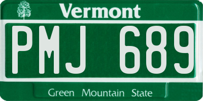 VT license plate PMJ689