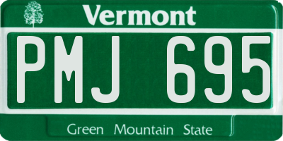 VT license plate PMJ695