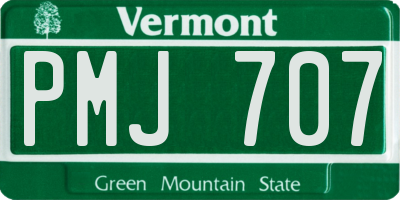 VT license plate PMJ707
