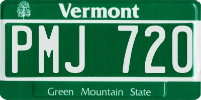 VT license plate PMJ720