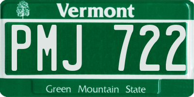 VT license plate PMJ722