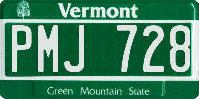 VT license plate PMJ728