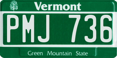 VT license plate PMJ736