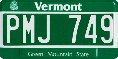 VT license plate PMJ749