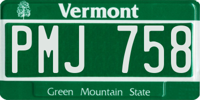 VT license plate PMJ758