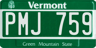 VT license plate PMJ759