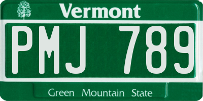 VT license plate PMJ789
