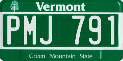 VT license plate PMJ791
