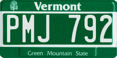 VT license plate PMJ792