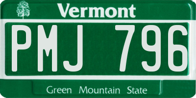 VT license plate PMJ796
