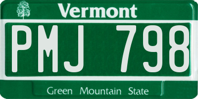 VT license plate PMJ798