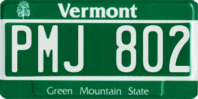VT license plate PMJ802