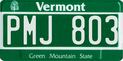 VT license plate PMJ803