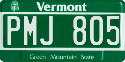 VT license plate PMJ805