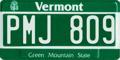 VT license plate PMJ809