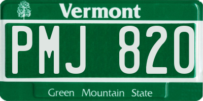 VT license plate PMJ820