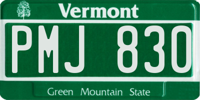 VT license plate PMJ830