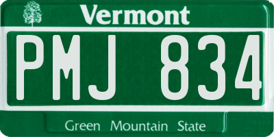 VT license plate PMJ834