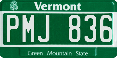 VT license plate PMJ836