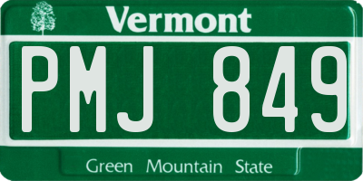 VT license plate PMJ849