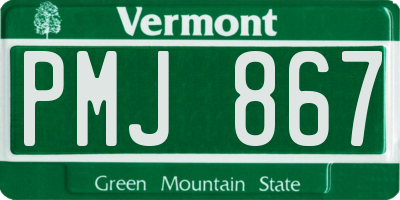VT license plate PMJ867