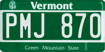 VT license plate PMJ870