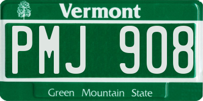 VT license plate PMJ908