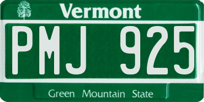 VT license plate PMJ925